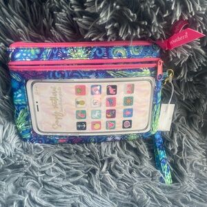 Simply Southern makeup bag/small travel bag blue ocean theme with pink zipper